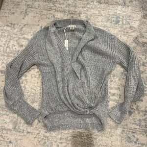 Gray sweater- open chest
